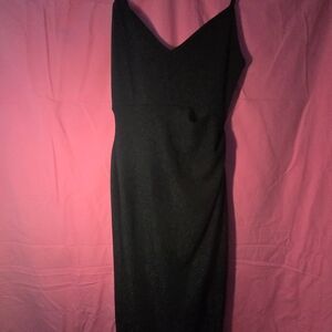 Classic Black Slip Dress with V-Neck